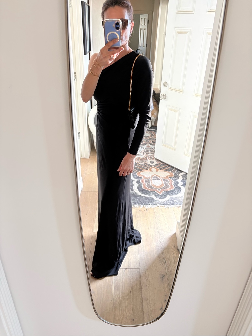 Halston Bay One-Shoulder Matte Jersey Cutout Maxi Gown in Black - Size 4 - Picture 12 of 16